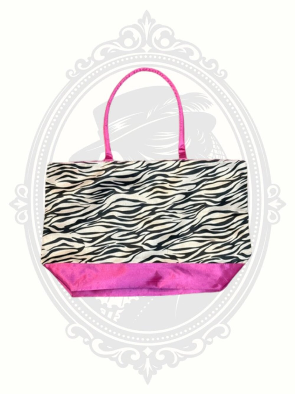 Bovano USA Zebra Animal Print Hot Pink Satin Zip Tote Purse Y2K